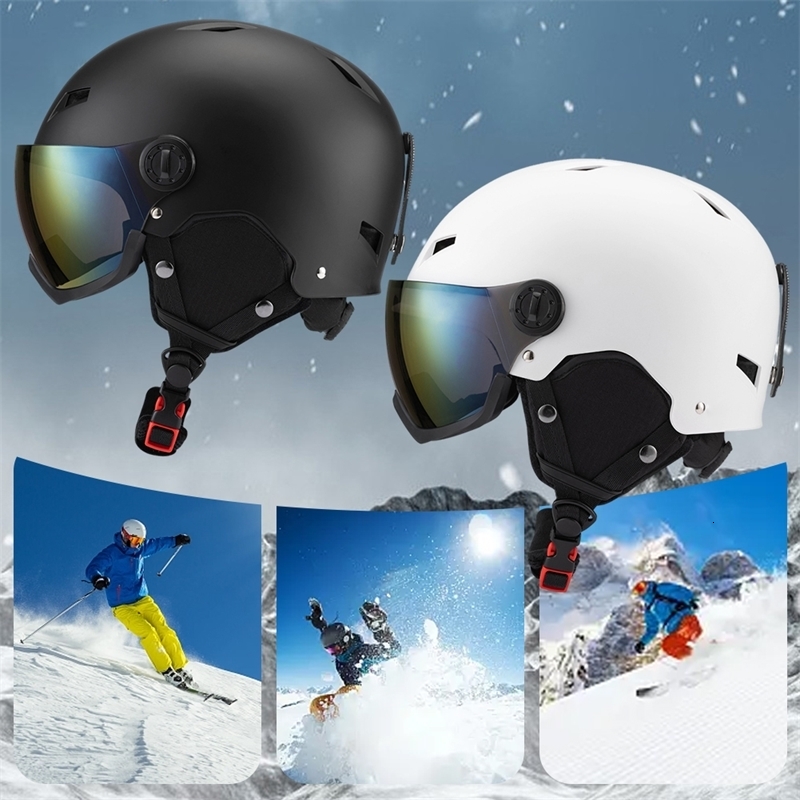 Ski Helmets Helmet Snowboard Women Men Sports Warm Windproof Glasses Integrally Molded for Sking Protective 231114