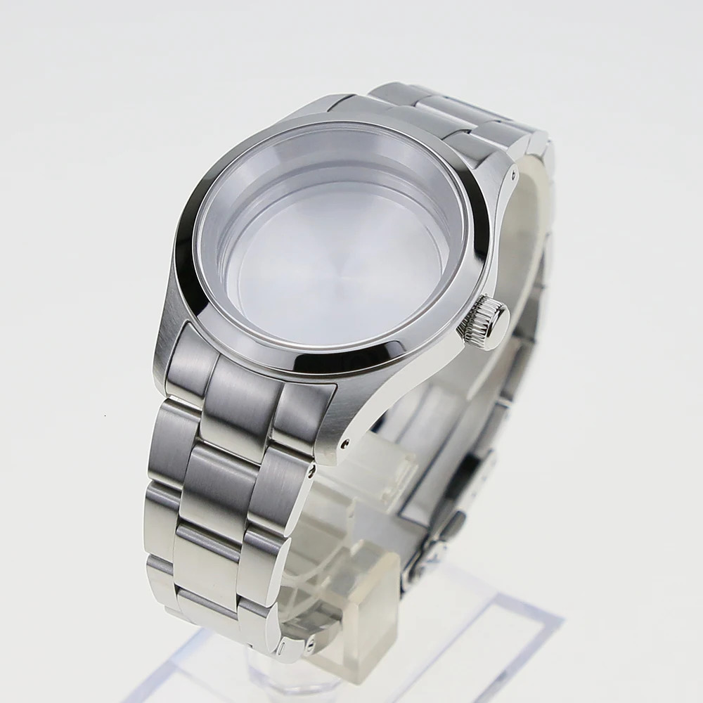 Watch Bands 38mm With Sapphire Glass FKM Rubber Band Solid Bracelet 316L Stainless Steel Fit NH35/36 28.5mm Dial SKX Watch Case 231115