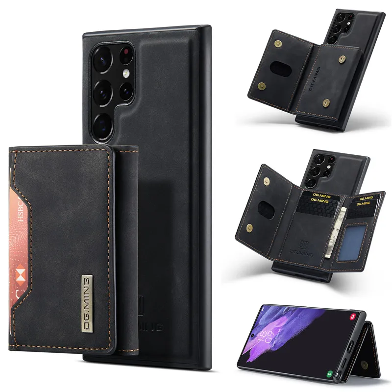 Premium Retro Flip Leather Cases For Samsung Galaxy S25 S24 S23 S22 Ultra S20 Plus S21 FE Note 20 A73 Detachable Stong Magnetic with Card Slots Holder
