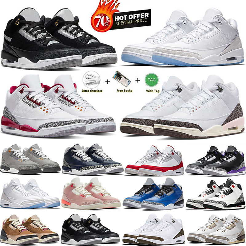 Designer 3s Mens basketball shoes Cardinal Red Pine Green Racer Blue Cool Grey Georgetown Medium Royal Cement Tinker men trainers outdoor Eur 36-47