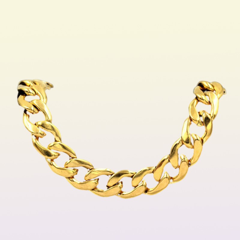 Link Mens Bracelet Stainless Steel Whole Braslet Silver Color braclet Chunky Cuban Chain Gold Bracelet For Man