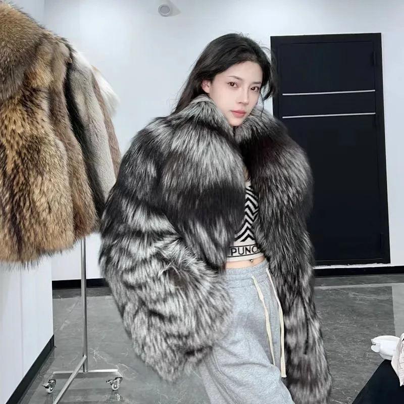Women's Fur Faux 2023 real sable Winter Import Coat Weave Whole Skin Thick Female Long Sleeve Short Natural Coats 231114