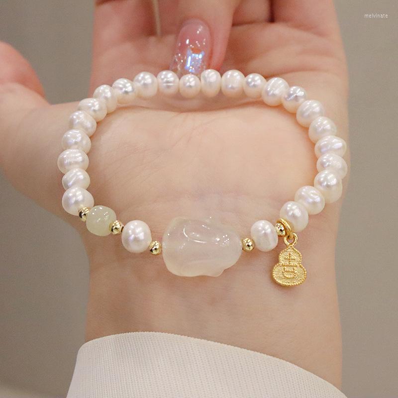 Link Bracelets Vintage Natural Hetian Jade Pearl Bracelet Gourd Pendant Elegant Sweet And Gentle Hand Ornaments Women Fashion Jewelry Gift
Link Bracelets Vintage Natural Hetian Jade Pearl Bracelet Gourd Pendant Elegant Sweet And Gentle Hand Ornaments Women Fashion Jewelry Gift