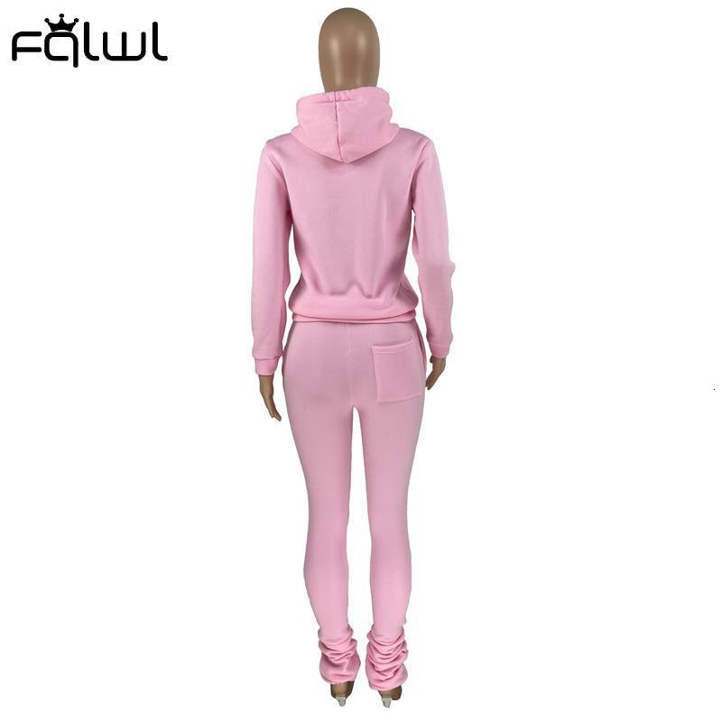 Women's Two Piece Pants FQLWL Spring Womens 2 Two Piece Sets Outfits Tracksuit Sweatsuits For Women Long Sleeve Top Pants Suits Pink Matching Set