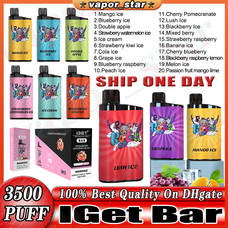Original IGET BAR 3500 Puffs E cigarettes Disposable Pod puff 3500 Device Kit 12ml Prefilled Cartridge Battery Vape Stick Pen vs elux legend
Original IGET BAR 3500 Puffs E cigarettes Disposable Pod puff 3500 Device Kit 12ml Prefilled Cartridge Battery Vape Stick Pen vs elux legend
