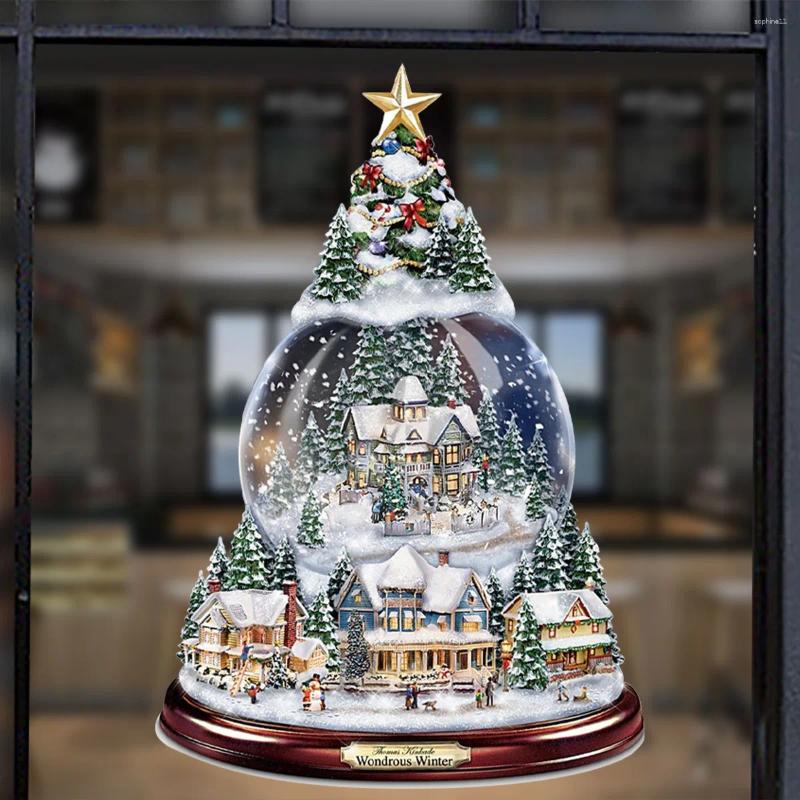 Christmas Decorations Tree Rotating Sculpture Train Paste Window Stickers Decoratie Doll Hang Navidad Home Decoration