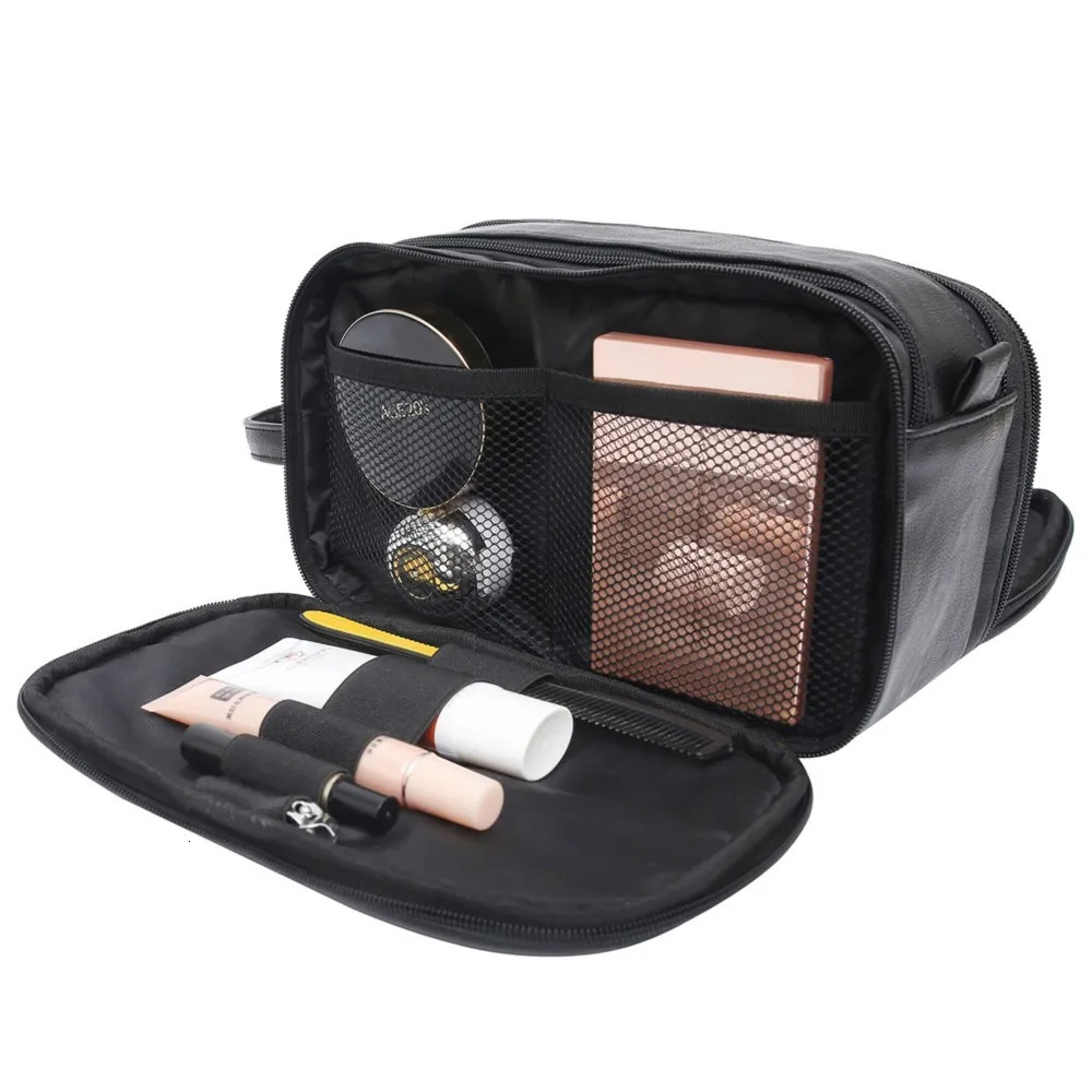 Bags Cases Waterproof Vintage Men Leather Toiletry Travel Wash Case Pouch Shaving Dopp Kit Bathroom PU Makeup Organizer Cosmetic Bag 231115 zhanyishen