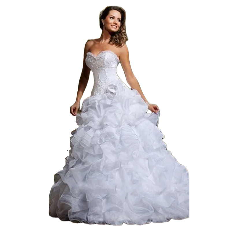 Vintage White Ruched Organza Wedding Dress With Detachable Skirt Lace Appliques Sweetheart Plus Size Princess Bridal Gowns Sleeveless Bride Dresses 20