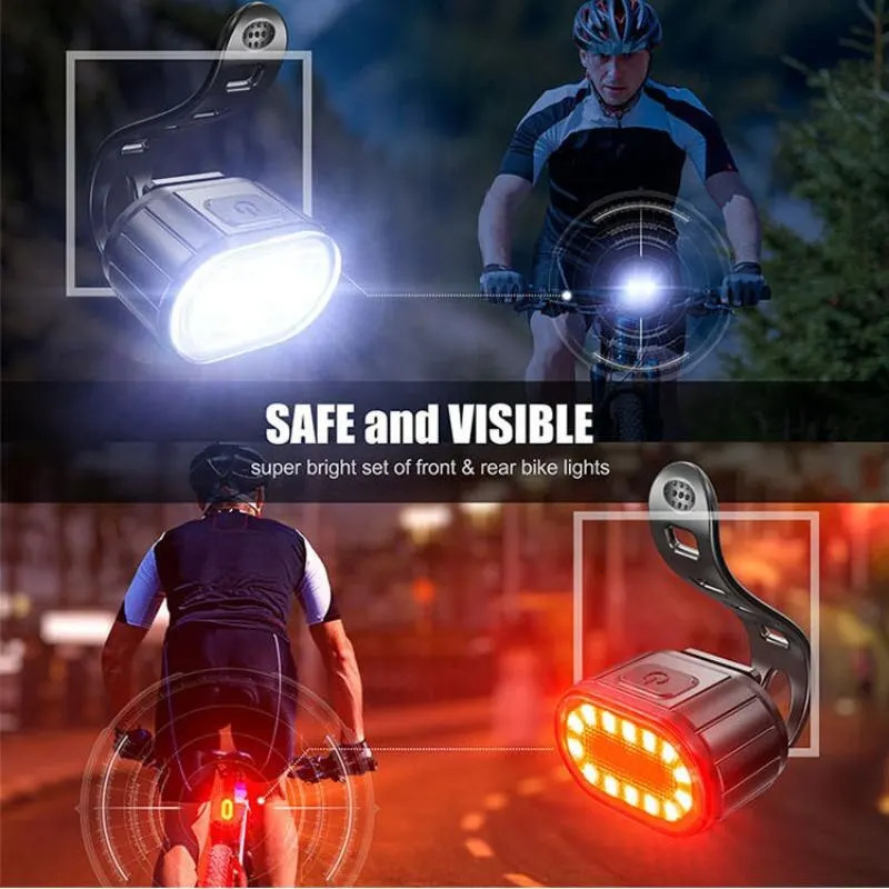 Bike Lights Cycling Bicycle Front Rear Light Set USB Charge Headlight MTB Waterproof Taillight LED Lantern Parts 231115
