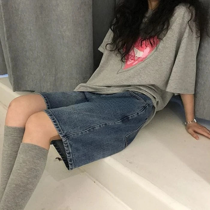 Women's Jeans Y2K Summer Women Vintage Streetwear Denim Shorts Cargo Short Pants Harajuku Clothes High Waist Knee Length Wide Leg Baggy Jeans 231