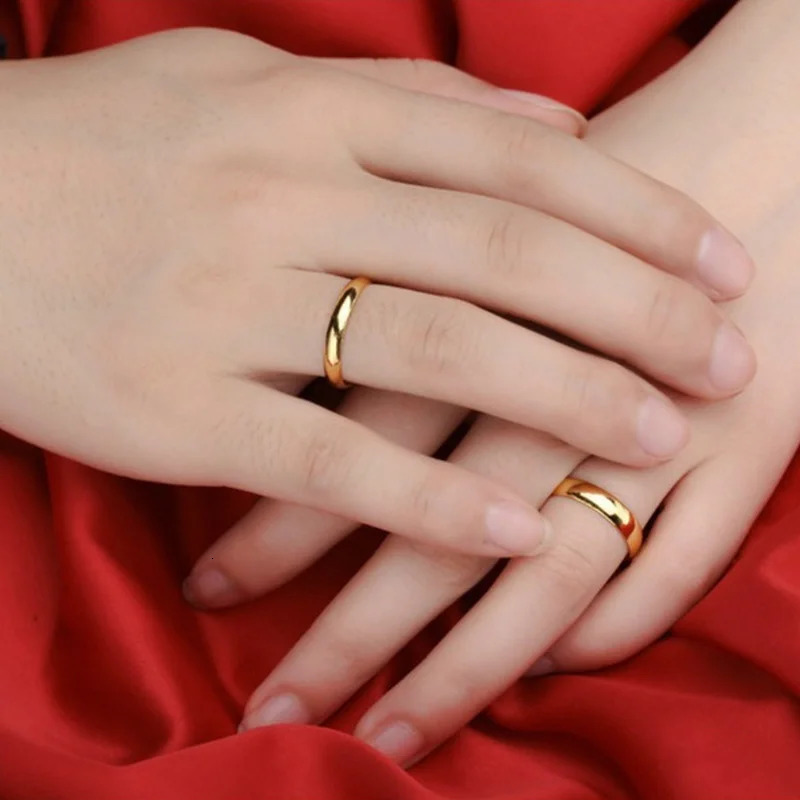Band Rings Fashion Simple Gold Plated Glossy Ring Classic Couple Banquet Exquisite Jewelry 231114