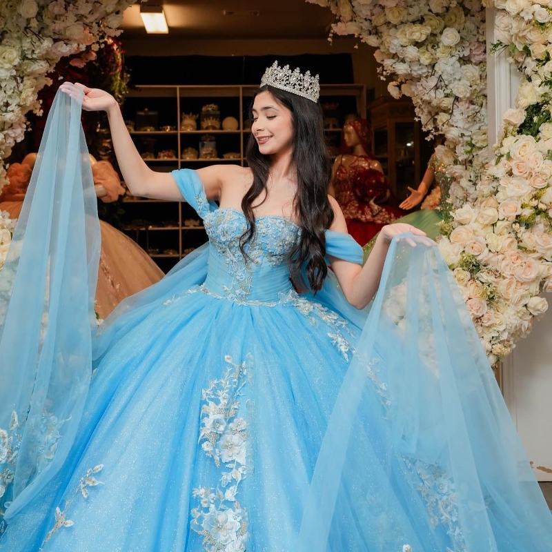 Shiny Off the Shoulder Ball Gown Quinceanera Dresses Handmade wers Appliques Lace Beads Corset Prom Vestido De 15 Anos