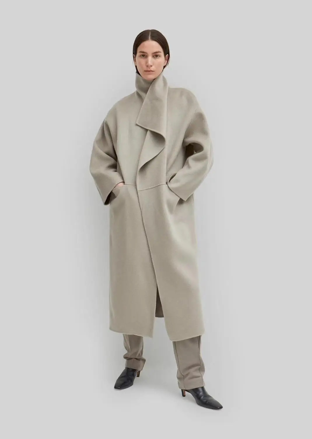 Women's Wool Blends Totem* Wool Long Coat ANNECY Series Wool Coat Silhouette Side Slit Lapel Long Coat For Women Big Size Arrival Spring 231115