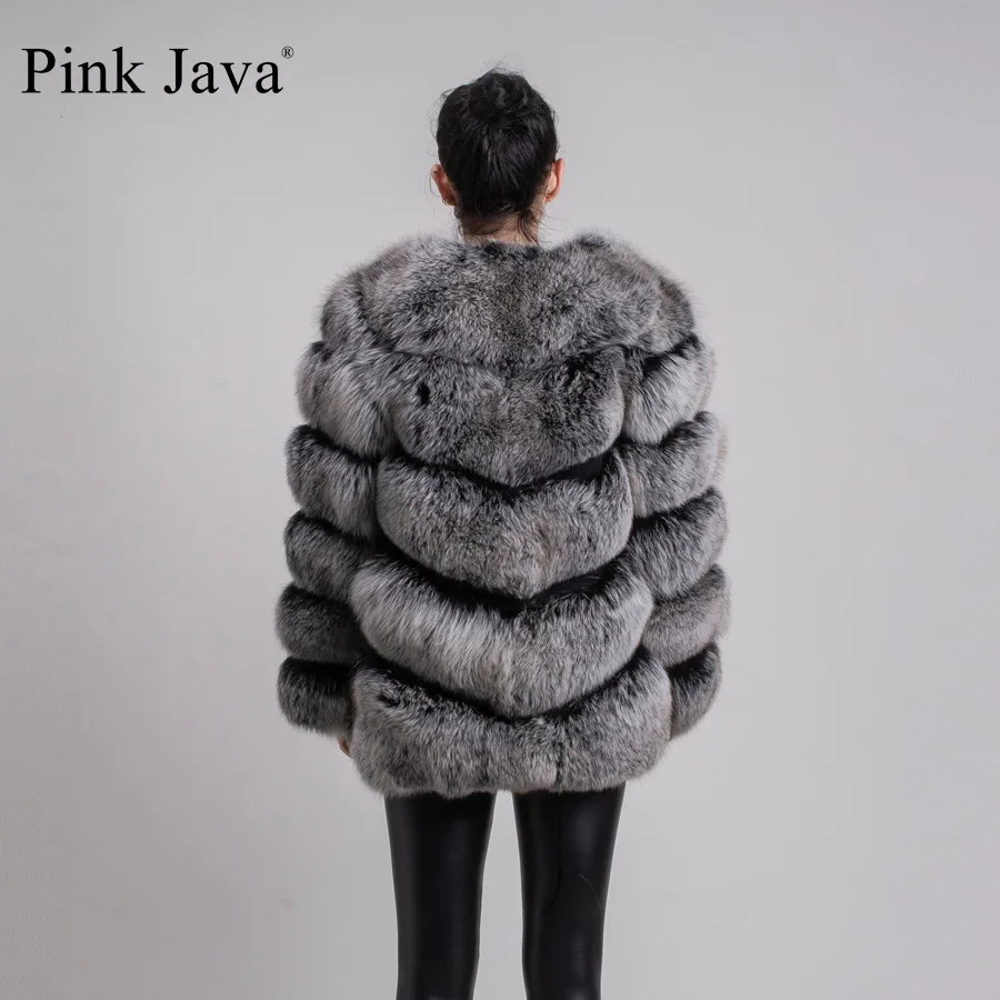 Women's Fur Faux pink java 8066 high quality women real fur coat wihter warm thick jacket genuine short long sleeves 231114