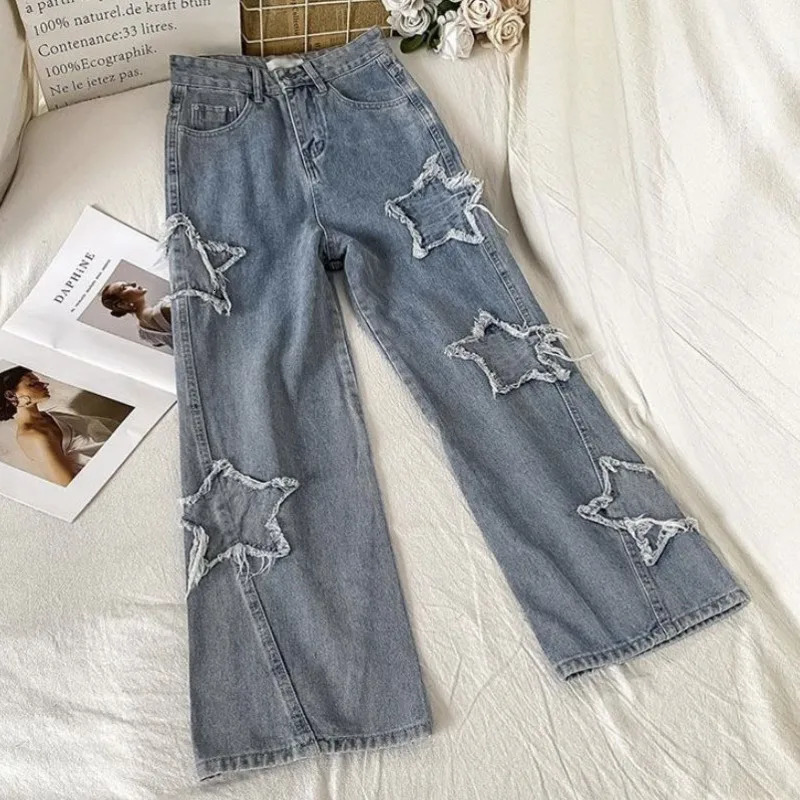 Women's Jeans Streetwear Blue Jeans Woman Korean Fashion Denim Y2k Vintage Clothes Women's Pants Straight Leg Jeans Woman High Waist 231115