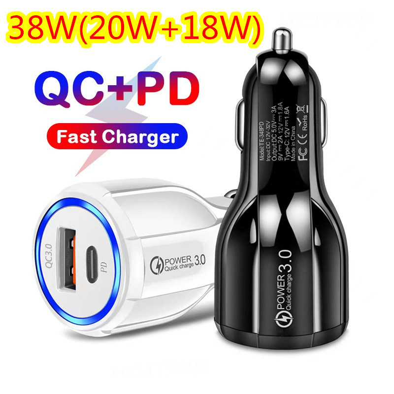 Portable Fast Quick Charging Vehicle USB C Car Charger Portable Power Adapters 38W 20W 36W Charger For IPhone 11 12 13 14 15 Plus Pro max Samsung Xiao