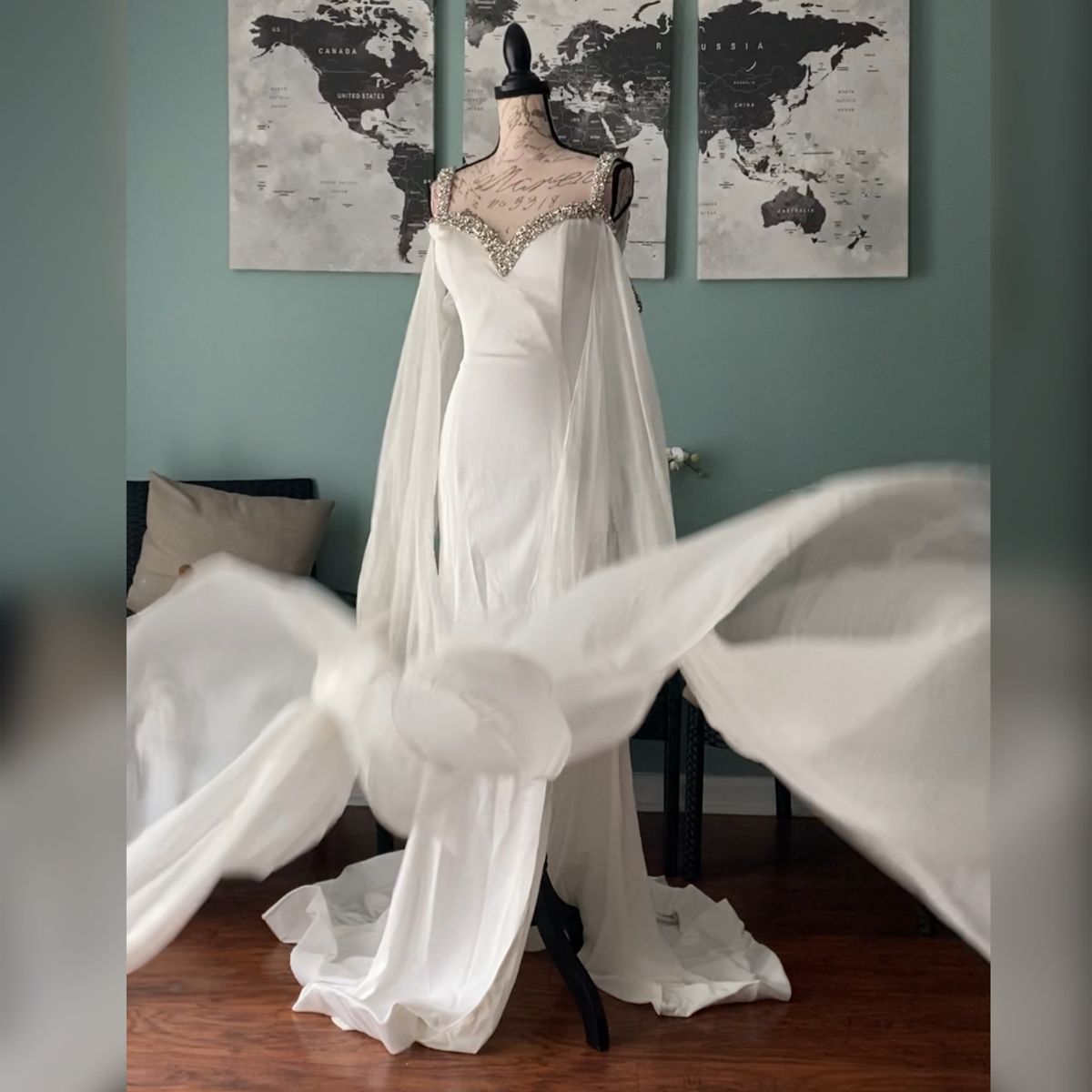 White Prom Dress 2k24 Chiffon Cape Stone Fitted Sexy Miss Pageant Winter Formal Evening Cocktail Party Hoco Gala Gown Mother of Bride Wedding Guest Bl