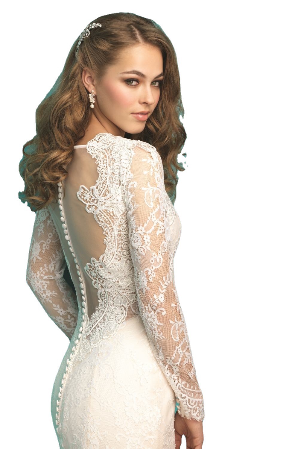 2023 long sleeve Mermaid Wedding Dresses lace Plus Size Bridal Gown sexy back sweep train sexy Lace Applique Crystals Beach Ruffles Custom Made Vestid
