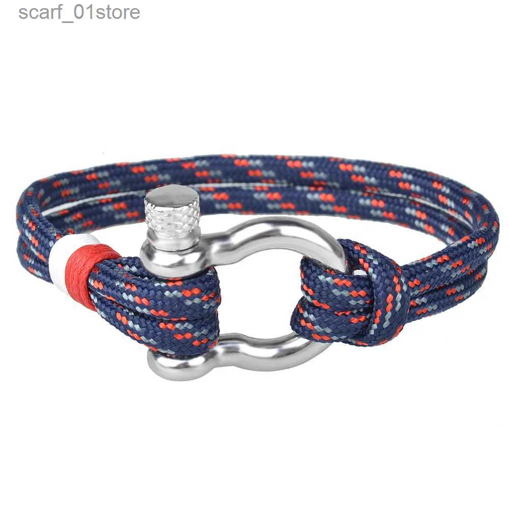 Chain New fashion jewelry navy sports color rope Milan rope bracelet men and women metal hook and loop buckleL231115