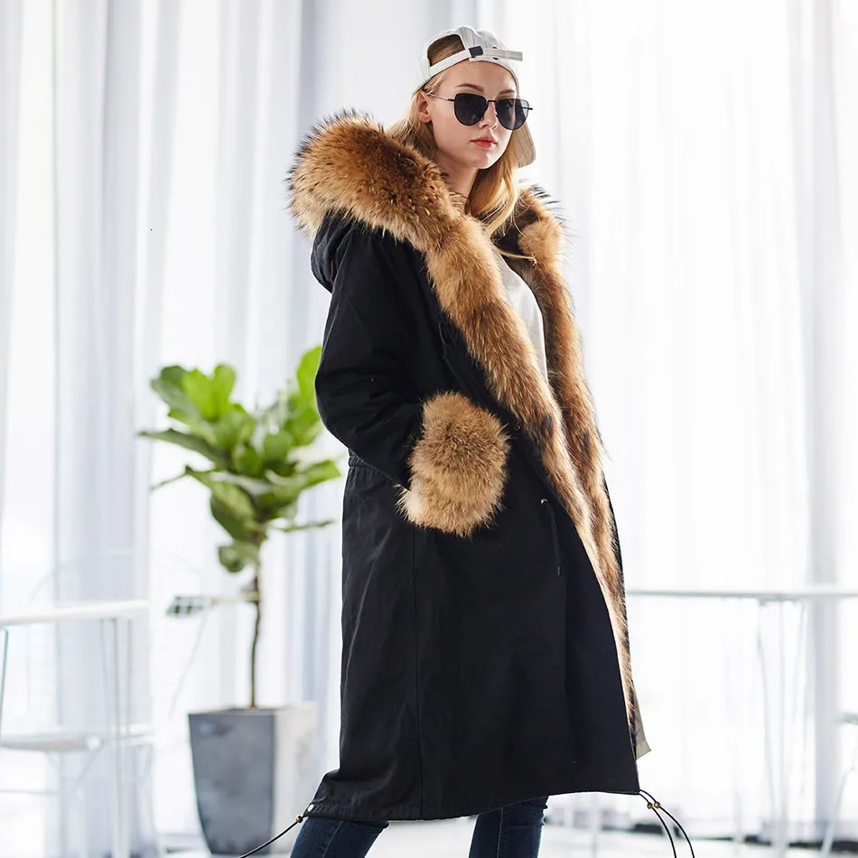 Women's Fur Faux Maomaokong Winter Woman Natural Overcoat Plus Size Black Parkas Raccoon Real Lining Larg Warm Jacket Coats Long 231114