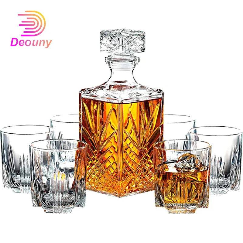 Bar Tools DEOUNY 05L 1L Crafted Glass Decanter Whisky Glasses Set Elegant Whiskey With Ornate Stopper Cocktail Barware Separator 231114