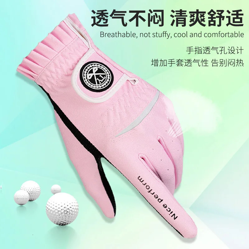 Sports Gloves TTYGJ 2 Pair Golf Gloves For Women Breathable PU Leather Golf with Non-Slip Particle Outdoor Sports Hand Wear Golf Accessory 231115