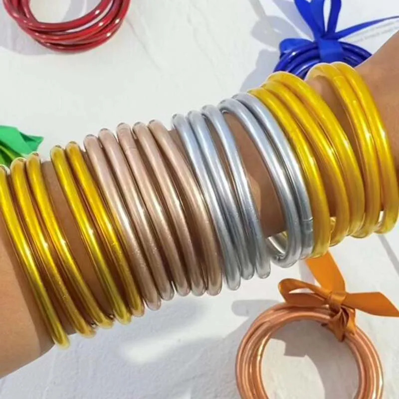 Charm Bracelets ALLYES Buddhist Temple Rush Bracelet for Women Men Shiny Multicolor Silicone Tube Bangles Female Jewelry Gifts 231114