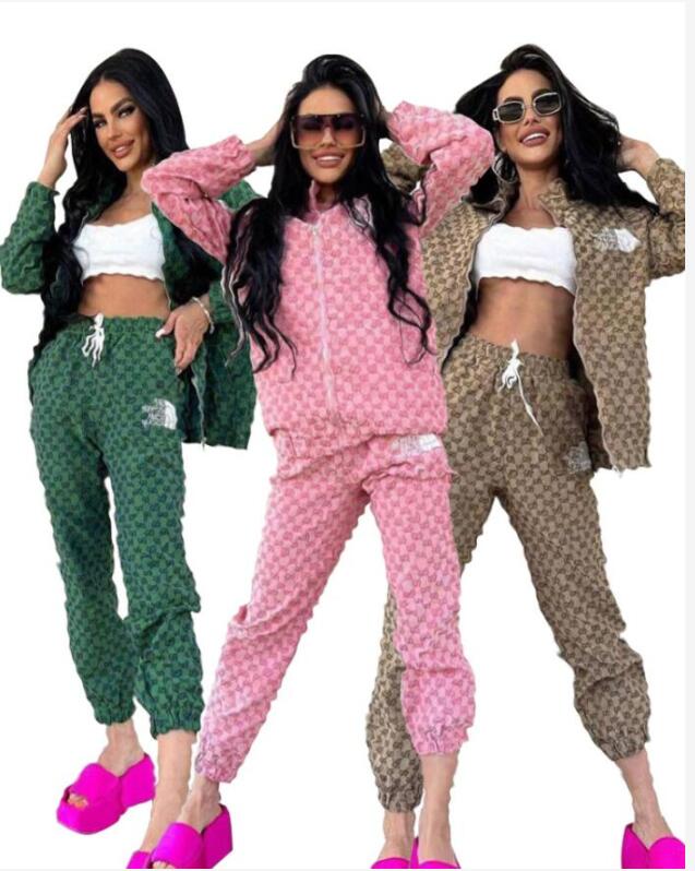 New spring Womens Two Piece Pants Tracksuits Casual Fashion Long Sleeved Two-piece Jogger Set jacket + pant Ladies G Tracksuit Sweat Suits