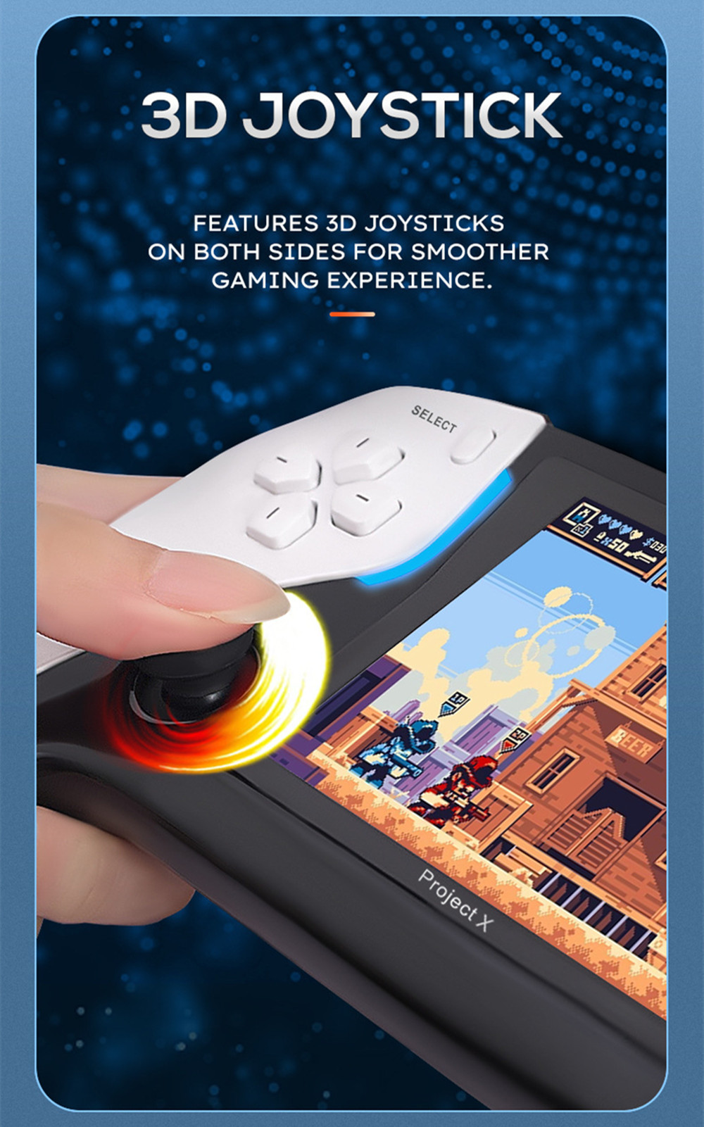 Portable Project X 4.3 Inch IPS Screen Handheld Game Console with Double 3D Rocker Player Video Games Supports PS1 Arcade Hd Output
