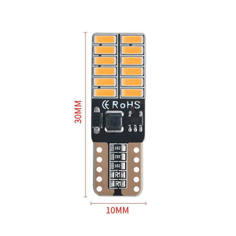 New 10pcs IC T10 LED Bulb Canbus 5W5 Car W5W LED Signal Light 12V 6000K Auto Wedge Side Interior Dome Reading Lamps 4014 24SMD White