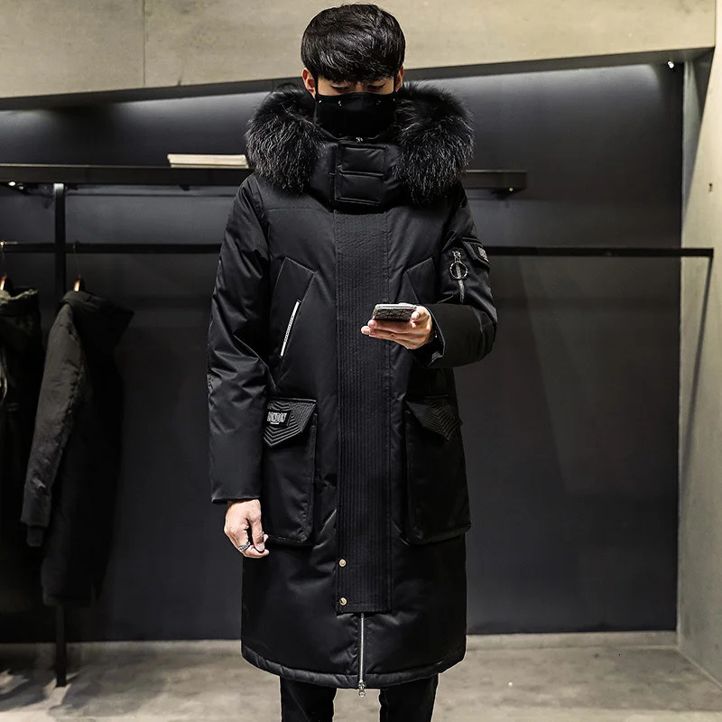Men's Down Parkas Big Fur Collar 2024 Winter Down Jacket Men's Casual Top Coat Thick Warm Padded s Male Coats Parkas Oversize Puffer 231116