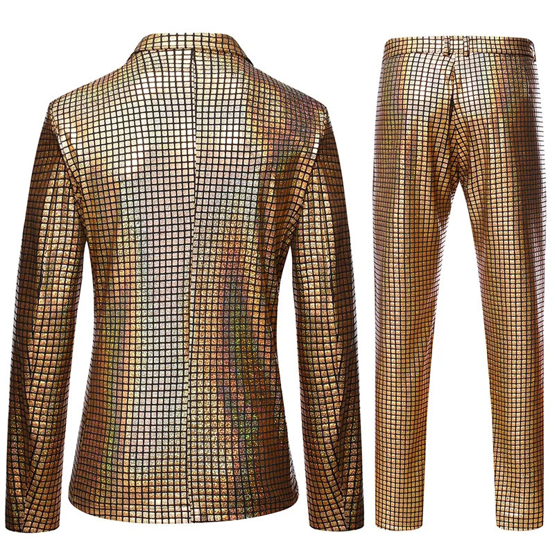 Men's Suits Blazers Mens Stage Prom Shiny Rainbow Plaid Sequin Jacket Pants Men Dance Festival Christmas Halloween Party Costume Homme 231116