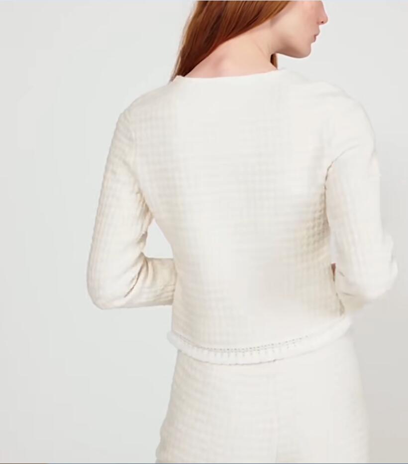 San dro New women's French tweed knitted cardigan jacket+pants set