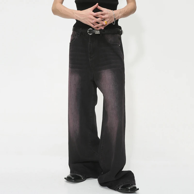 Men's Jeans IEFB Fashion Baggy Jeans Trend Men's Summer Loose Wide Leg Denim Pants Korean Style Personality Gradient Street Clothing 9C1105 