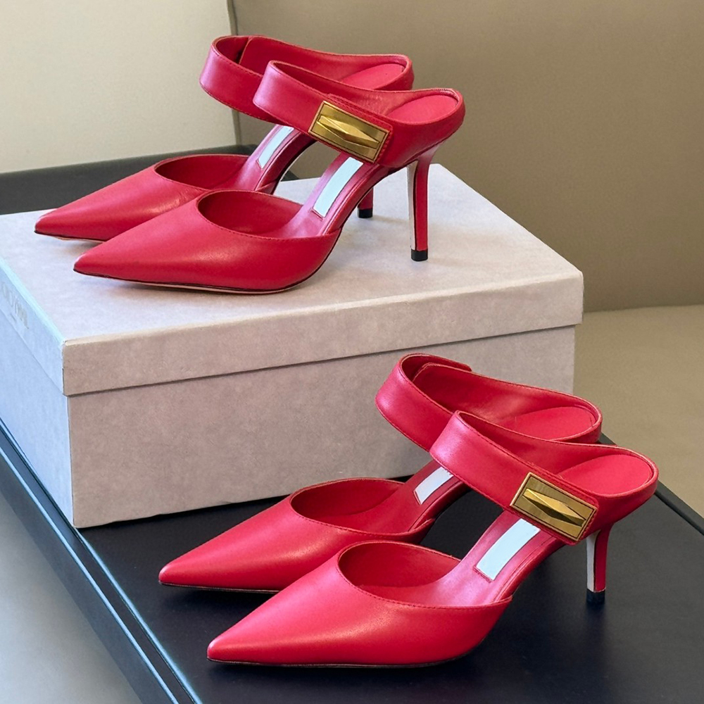 Designer Dress Shoes 100% Real Leather Nell Mule 85mm Pointed Toes Stiletto Heeled Court Pumps Women High Heels Wedding Sexy Party Leather shoes factory footwear