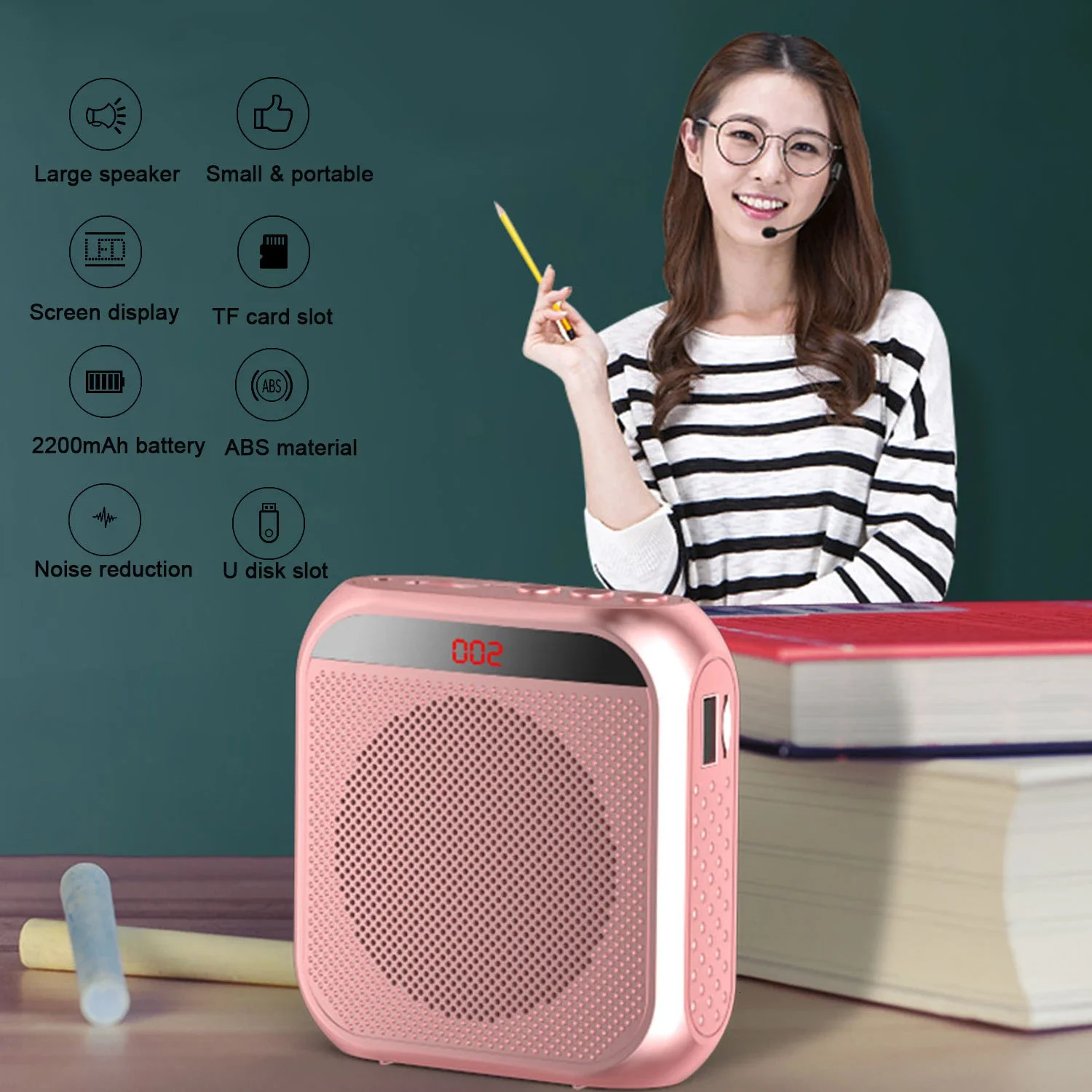 Microphones 5W Voice Amplifier Multifunctional Portable Personal Voice Speaker with Microphone Display Surround Sound for Teachers Speech 231116