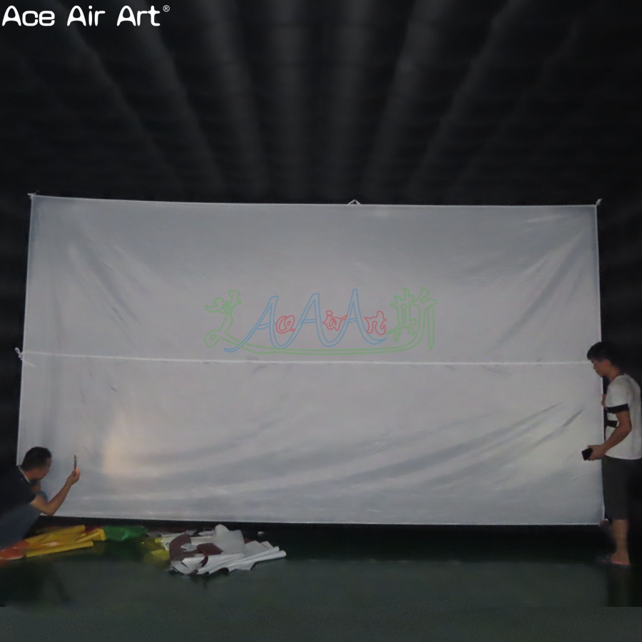 Accommodate 80 People Inflatable Projection Party Tent School Educational Cinema Tent with White Screen for Event