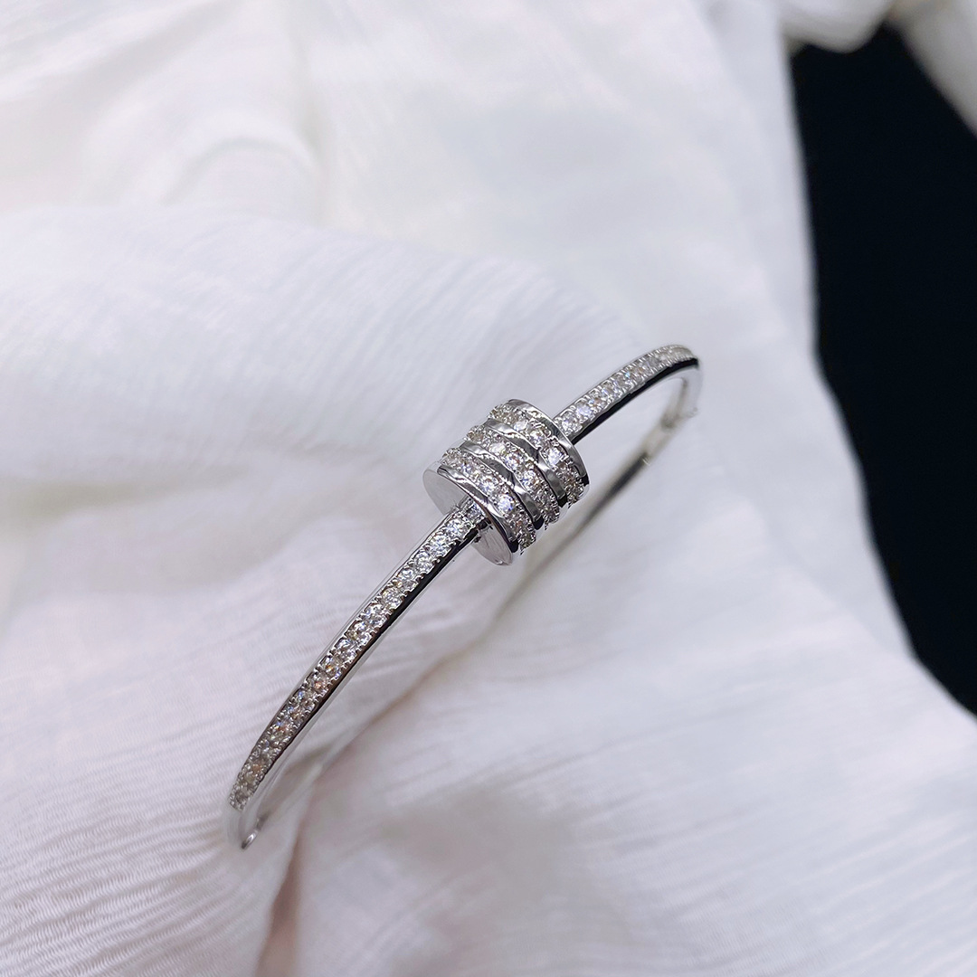 2022 Trendy Bangle Cuff AAAAA Zircon White Gold Filled Party Engagement bangles Bracelet for women Bridal wedding accessaries