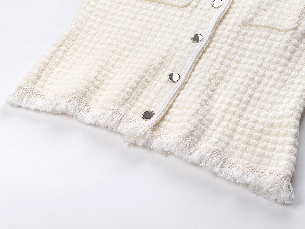 San dro New women's French tweed knitted cardigan jacket+pants set