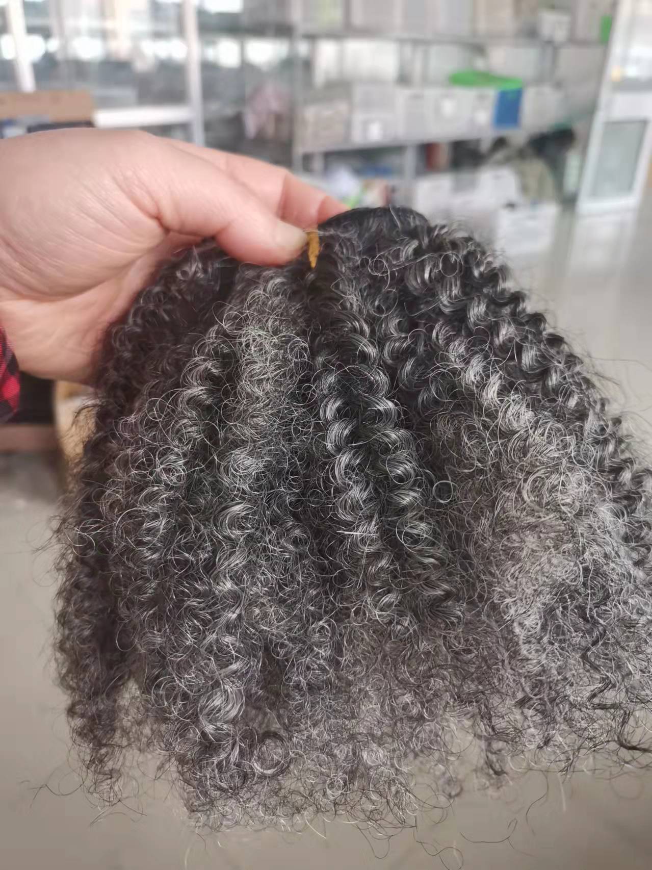 Grey human hair short kinky curly weave bundles hair bulk for braiding afro kinki salt and pepper gray hair weft extension 100g