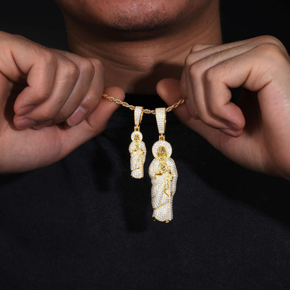 Pass Dia Tester Moissanite Iced Out San Judas Tadeo Pendant Sterg Sier Hip Hop Mens VVS Mossanite Jesus Necklace