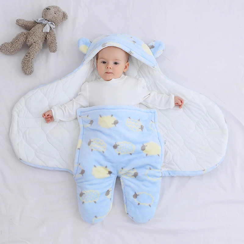 Sleeping Bags Soft born Baby Cartoon Thicken Winter and Autumn Wrap Blankets Envelope Sleepsack 0 9 Months 231116