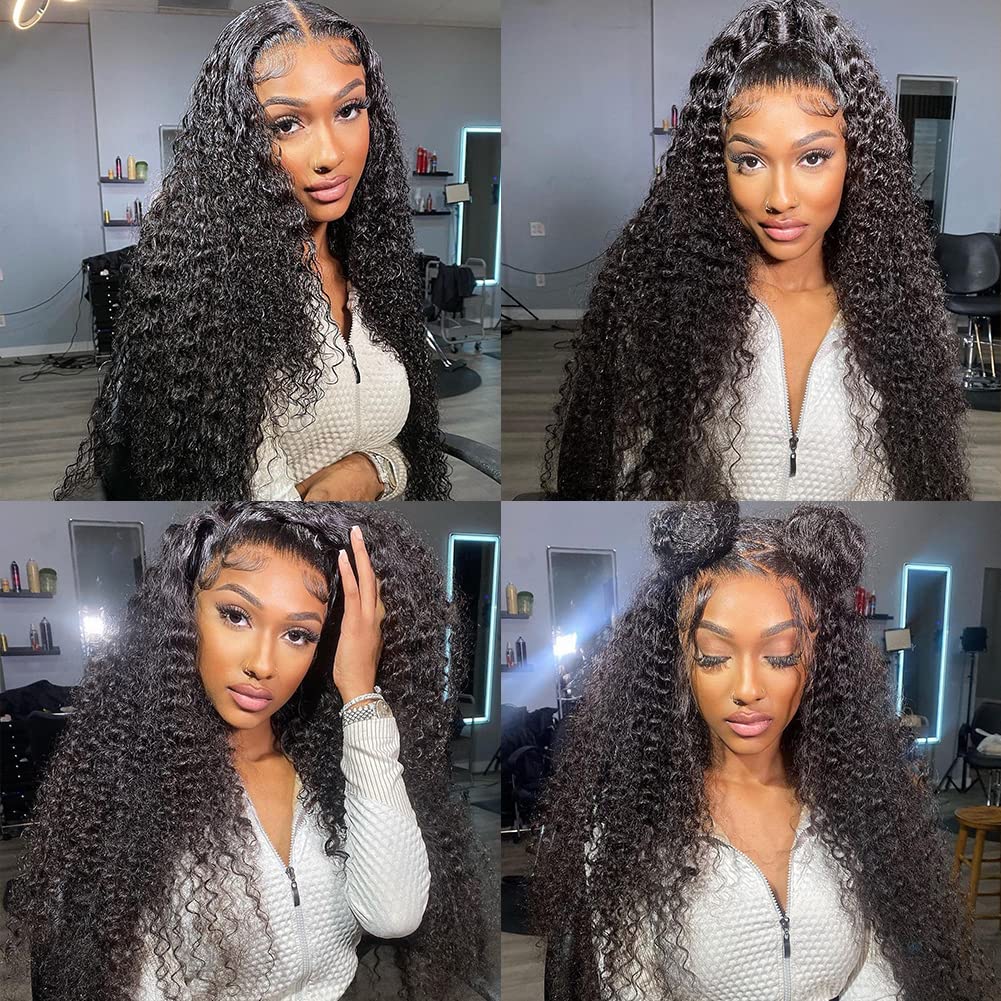 Kinky Curly Frontal Human Hair 4x4 5x5 6x6 7x7 13x4 13x6 360 Full Lace for Women Natural Color Pre Plucked Glueless Wigs