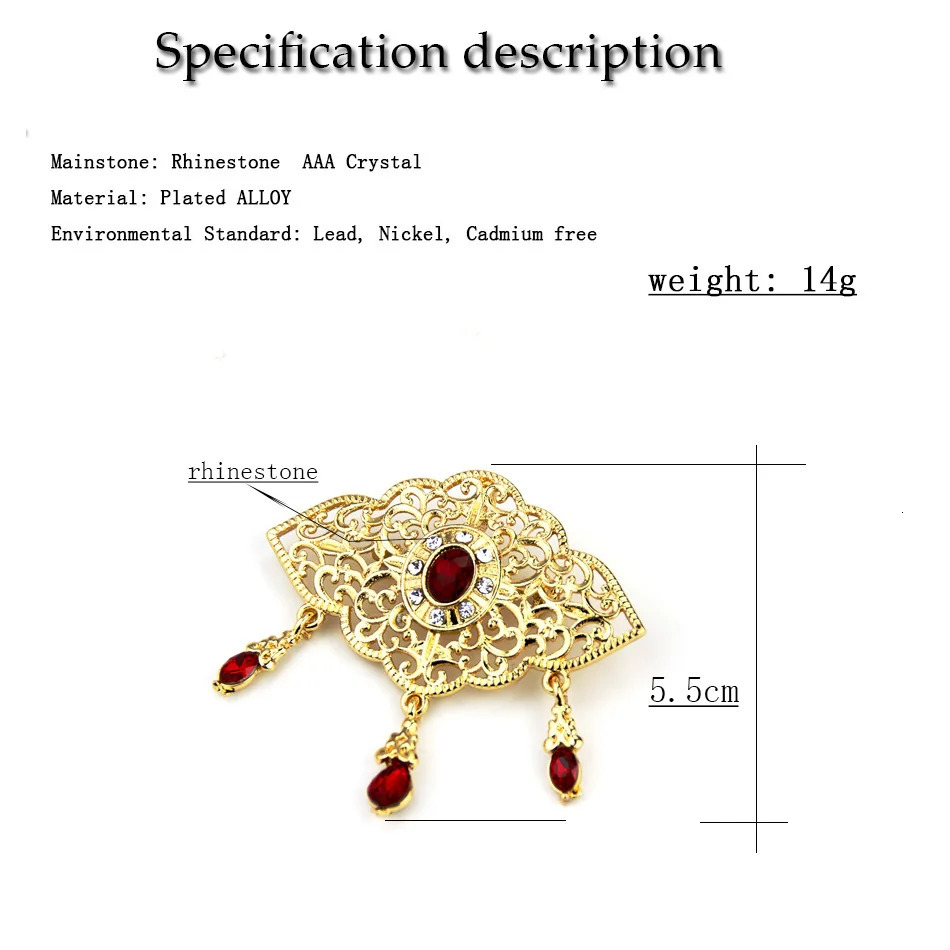Pins Brooches Neovisson Fashion Gold Color Arabic Brooch for Delicate woman Morocco Caftan Fashion Style Wedding Jewelry Romantic Gift 231115