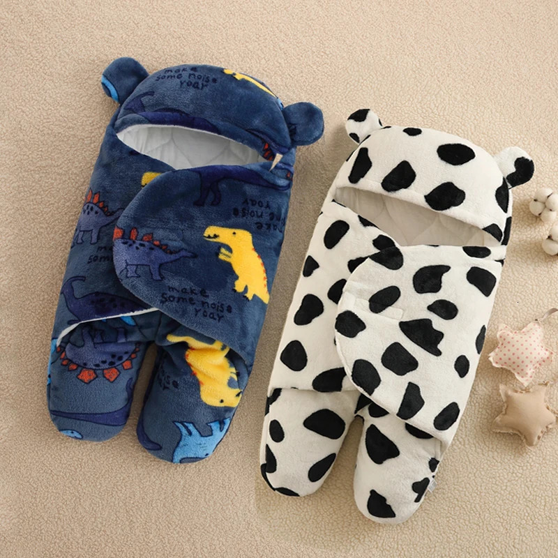 Sleeping Bags Soft born Baby Cartoon Thicken Winter and Autumn Wrap Blankets Envelope Sleepsack 0 9 Months 231116