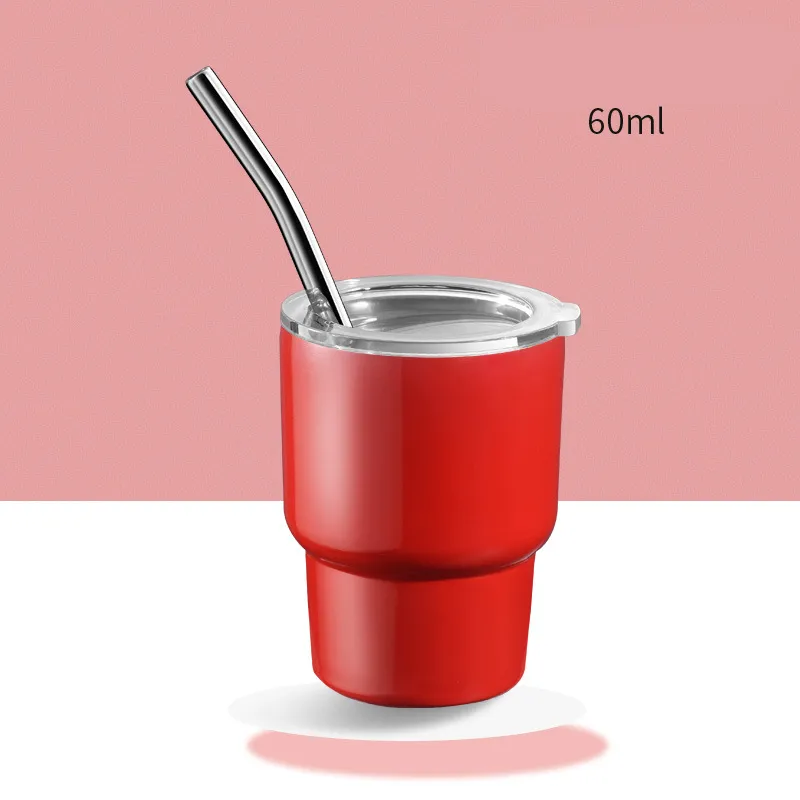 LMETJMA 2oz Mini Tumbler Double Stainless Steel Vacuum Cup Sublimation Shot Glass Tumblers Mugs with Straw and Lids FY5618 1116