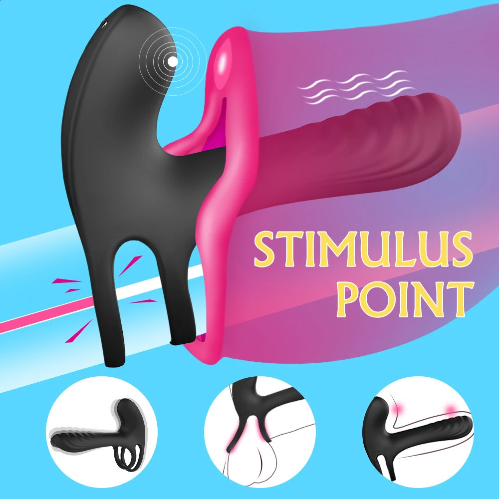Vibrators Vibrating Cock Ring Dual Penis Ring With Tongue Clitoral Stimulator For Couple Erection Enhancing Vibrators Sex Toys 231116