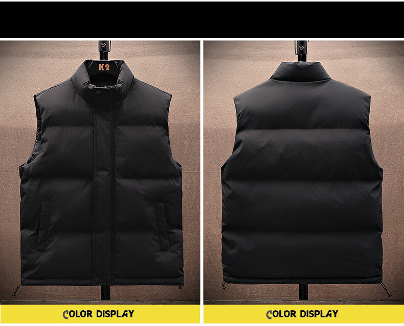 Men Puffer Down Jacket Vest Autumn Winter Warm Waistcoat Sleeveless Stand Collar Double Sided Outwear Jacket Vests Fashion Streetwear LLLM1108