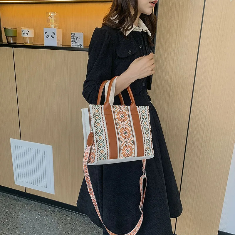 Evening Bags Morocco Style Printed Handbag Ladies Casual Handbag Christmas Gift Ladies Shoulder Bag Shopping Bag Beach Tote Bag 231116