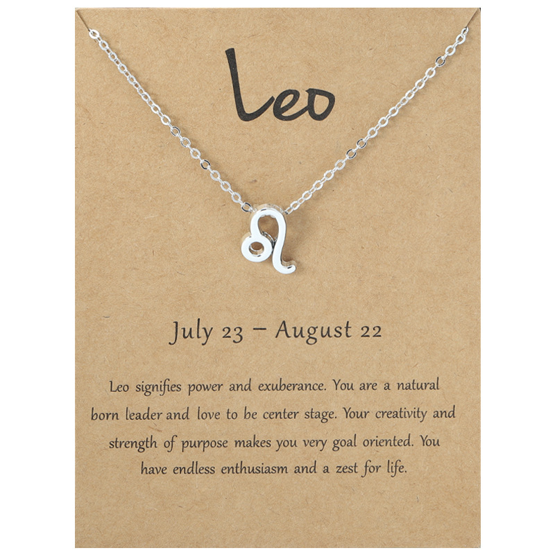 S925 Silver Plated 12 Constellation Necklace Zodiac Symbol Necklace Horoscope Necklaces with Wish Card Aries,Leo,Libra Jewelry Wholesale